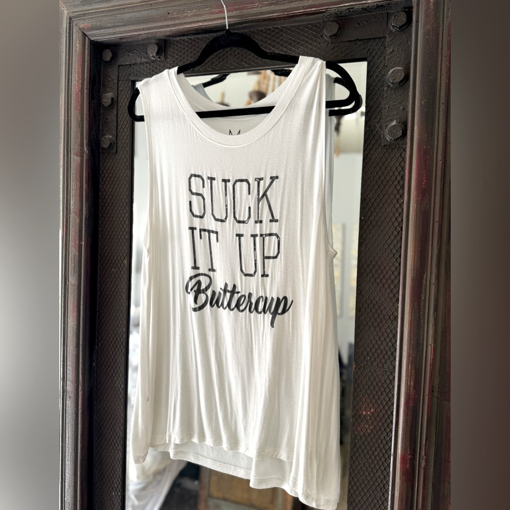 Chic Oversized White Graphic Muscle Tank
